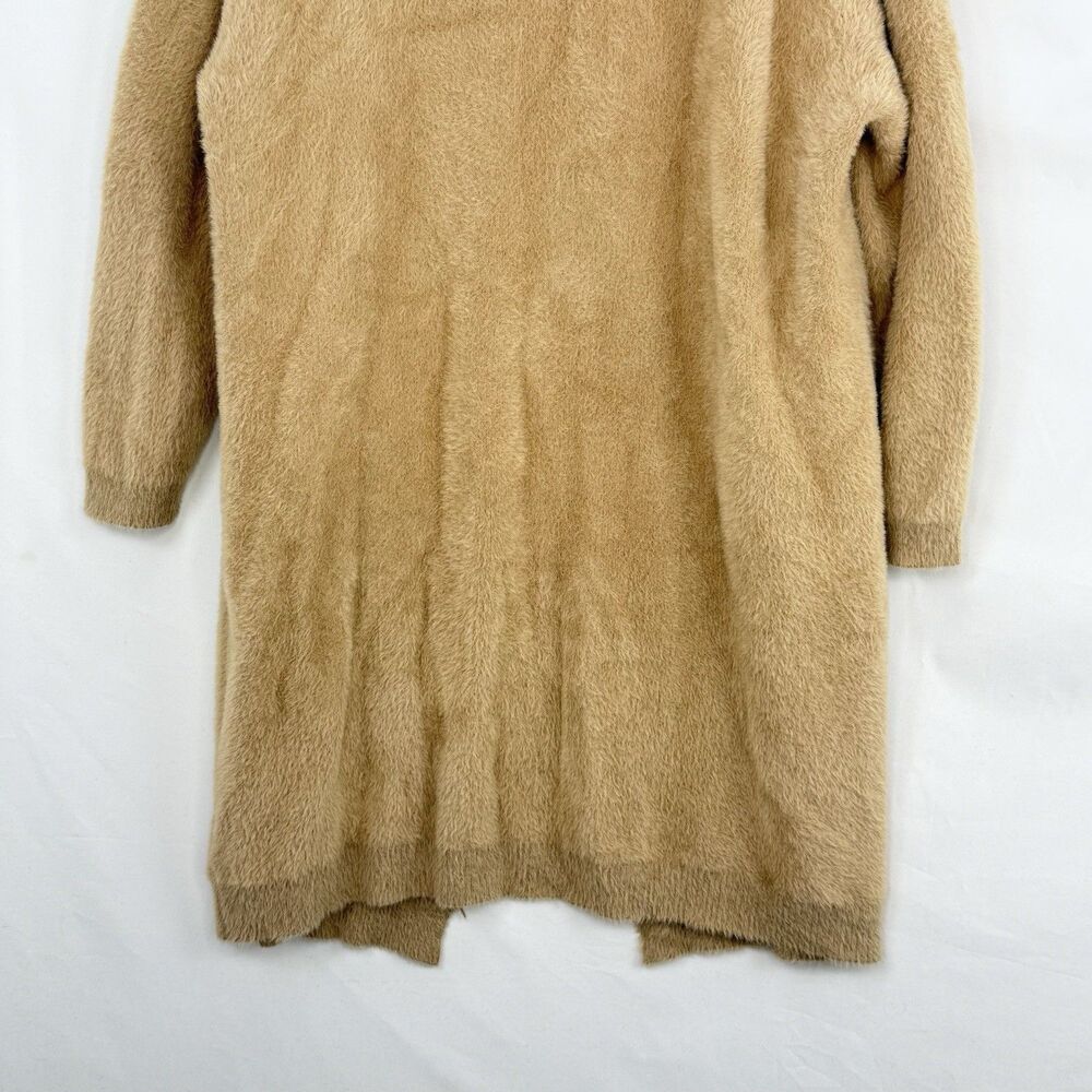 STELEN Fuzzy Knit Long Cardigan Sweater Camel Tan Open Front Slouchy Womens Sz M - Picture 8 of 16